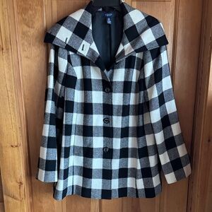 Chaps Monochrome Checkered Coat